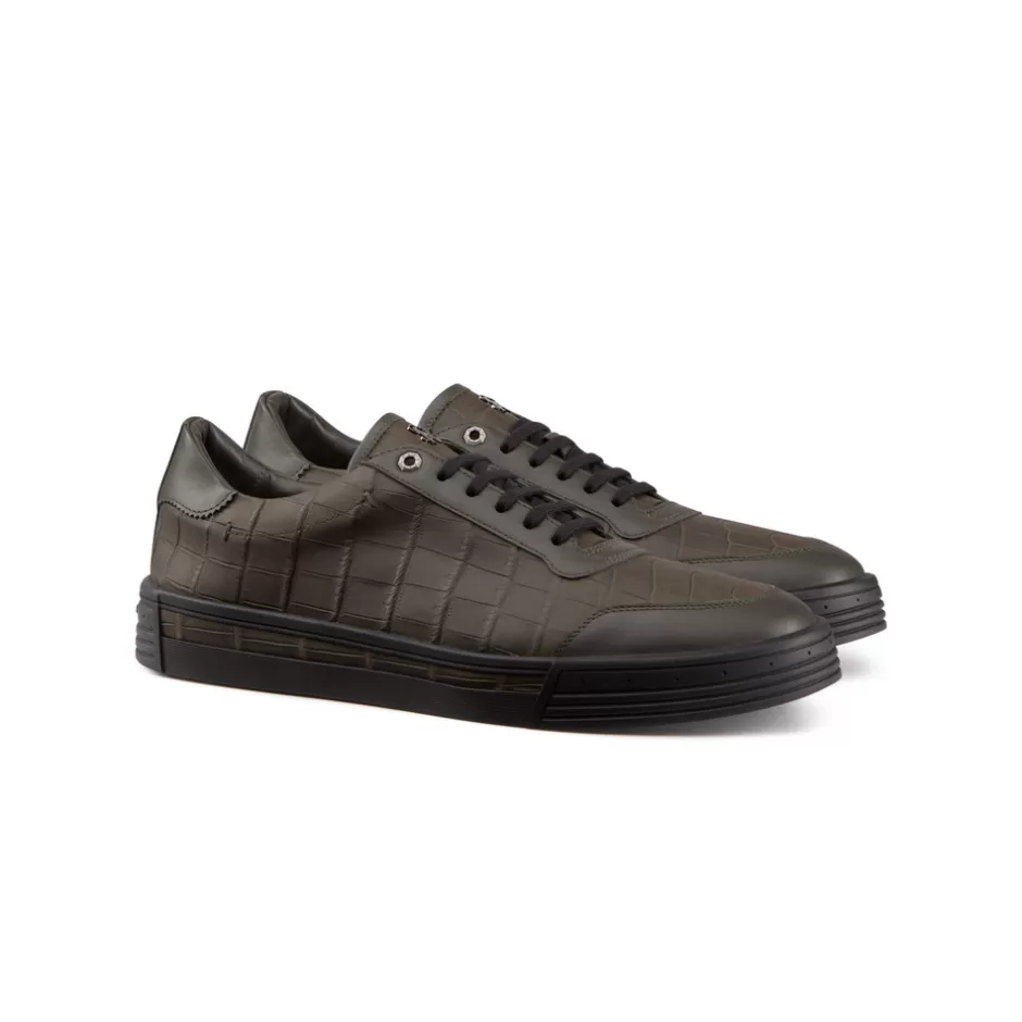 CALFSKIN AND CROCODILE LEATHER SNEAKERS | Stefano Ricci Cheap