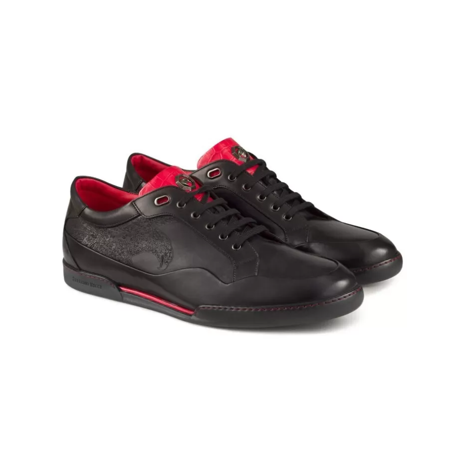 CALFSKIN AND CROCODILE LEATHER SNEAKERS | Stefano Ricci Outlet