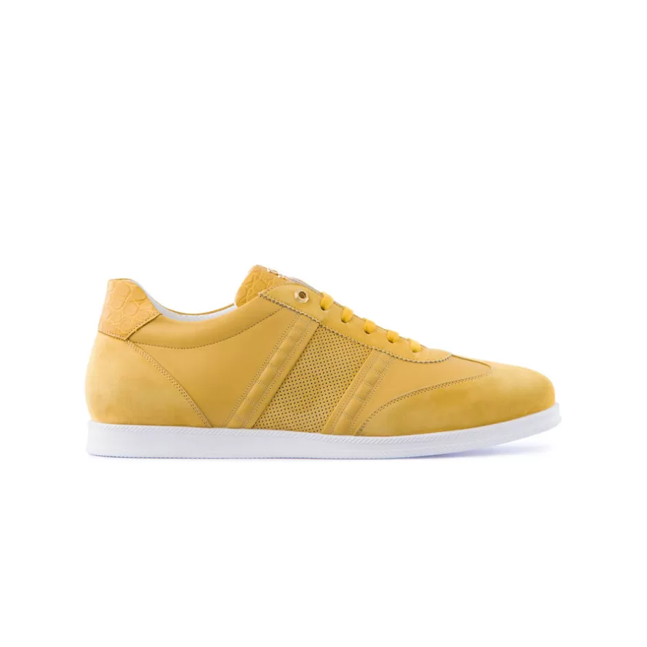 CALFSKIN AND MATTED CROCODILE LEATHER SNEAKERS | Stefano Ricci Clearance