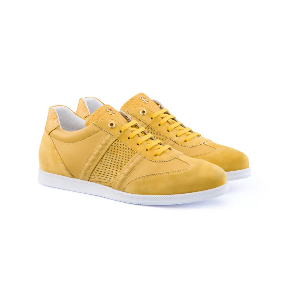 CALFSKIN AND MATTED CROCODILE LEATHER SNEAKERS | Stefano Ricci Clearance