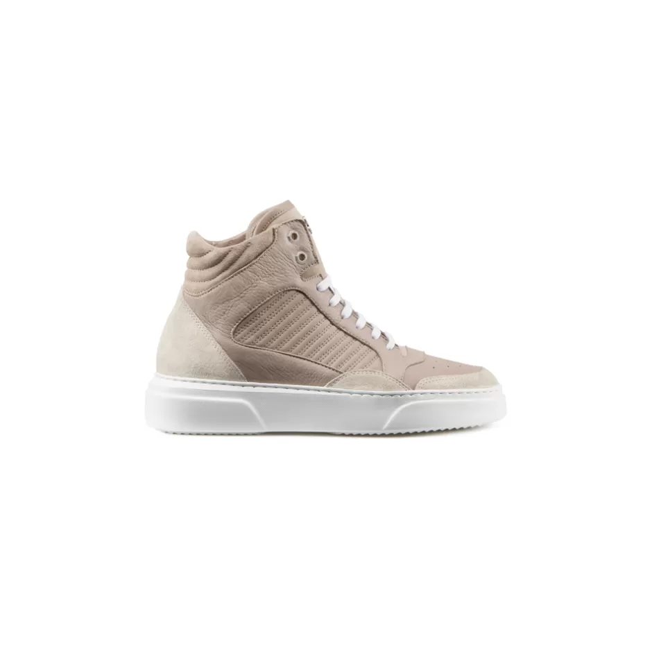 CALFSKIN LEATHER AND SUEDE HIGH-TOP SNEAKERS | Stefano Ricci Discount