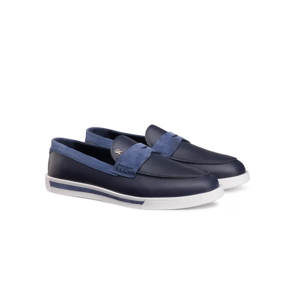 CALFSKIN LEATHER AND SUEDE LOAFERS | Stefano Ricci Clearance
