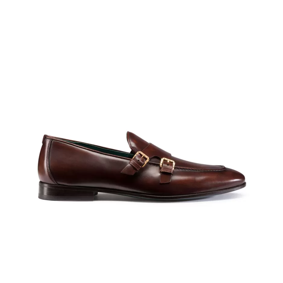CALFSKIN LEATHER MONK STRAP LOAFERS | Stefano Ricci Best Sale