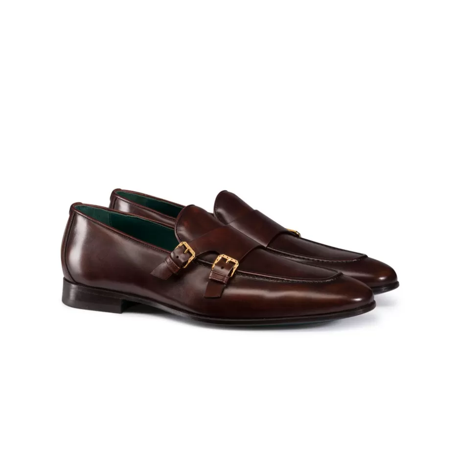 CALFSKIN LEATHER MONK STRAP LOAFERS | Stefano Ricci Best Sale