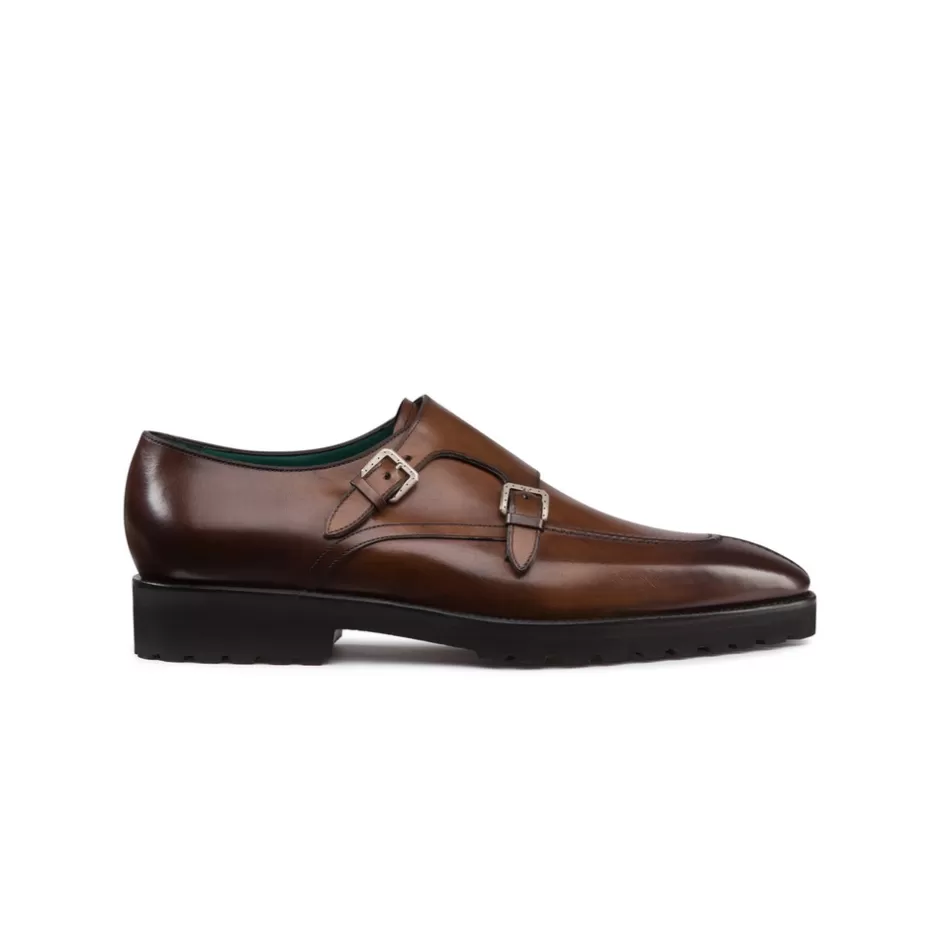 CALFSKIN LEATHER MONK STRAP SHOES | Stefano Ricci Outlet