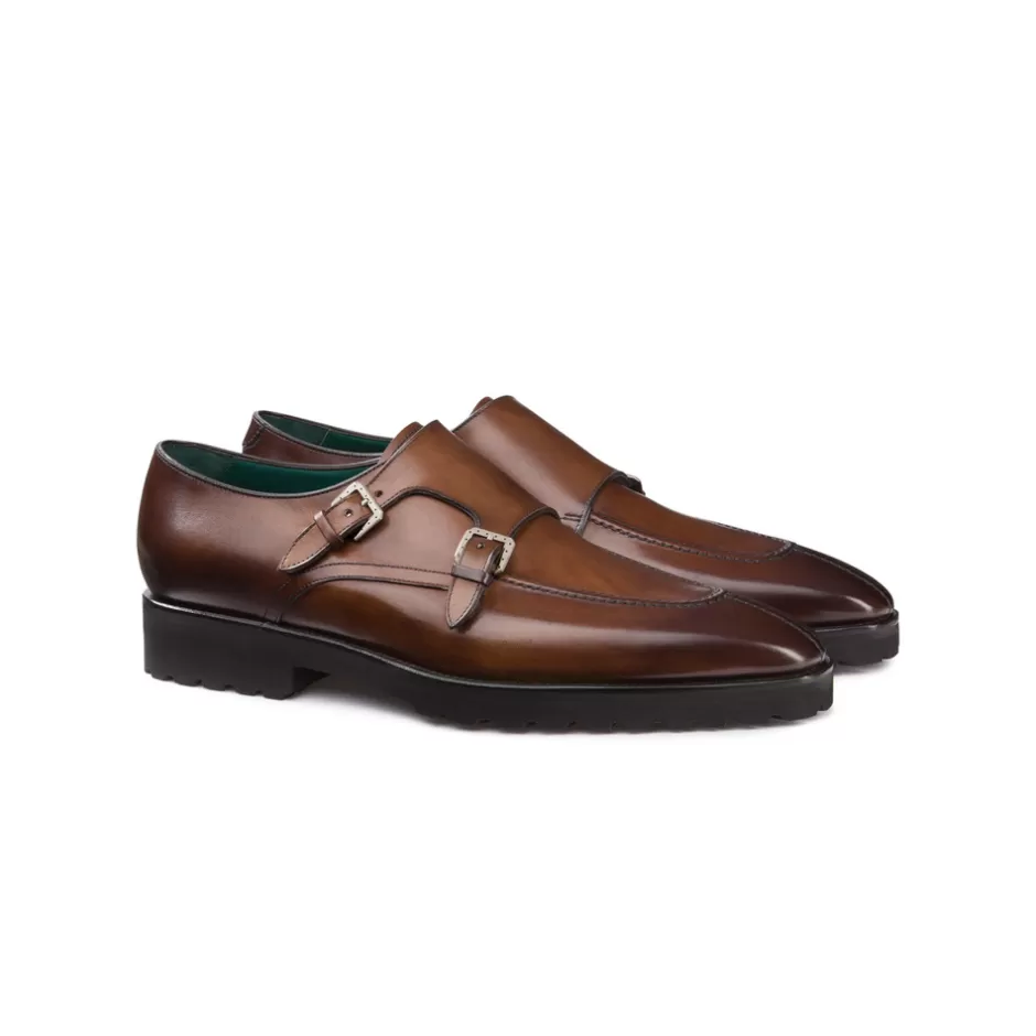 CALFSKIN LEATHER MONK STRAP SHOES | Stefano Ricci Outlet