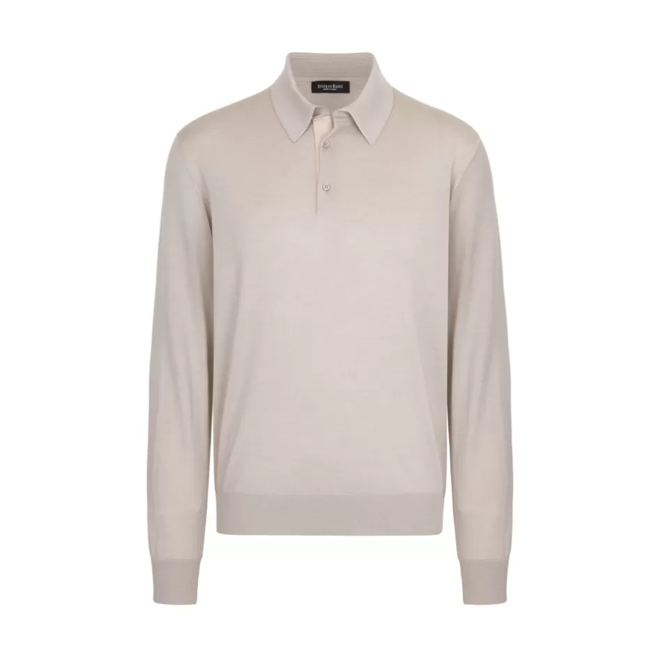 CASHMERE AND SILK BLEND WITH CROCODILE DETAIL POLO SHIRT | Stefano Ricci Discount