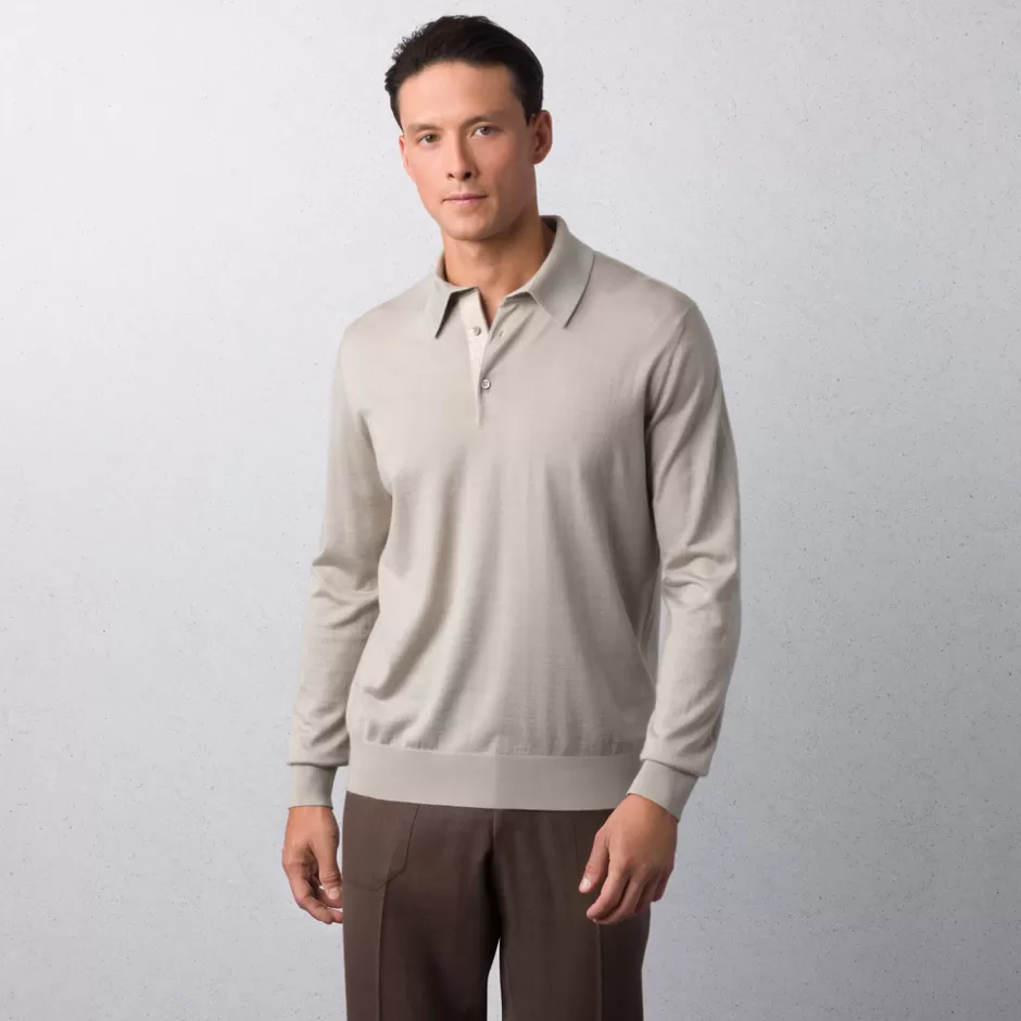 CASHMERE AND SILK BLEND WITH CROCODILE DETAIL POLO SHIRT | Stefano Ricci Discount