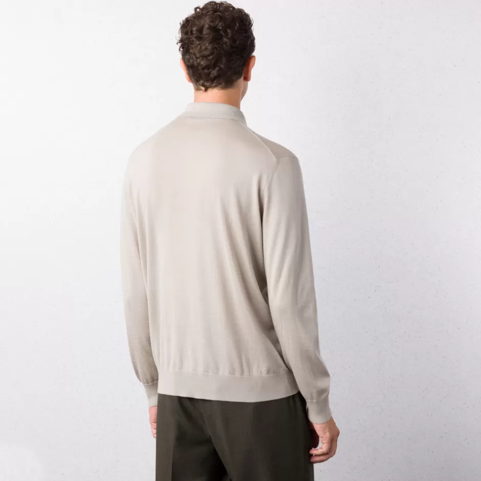 CASHMERE AND SILK BLEND WITH CROCODILE DETAIL ZIP POLO SHIRT | Stefano Ricci Discount