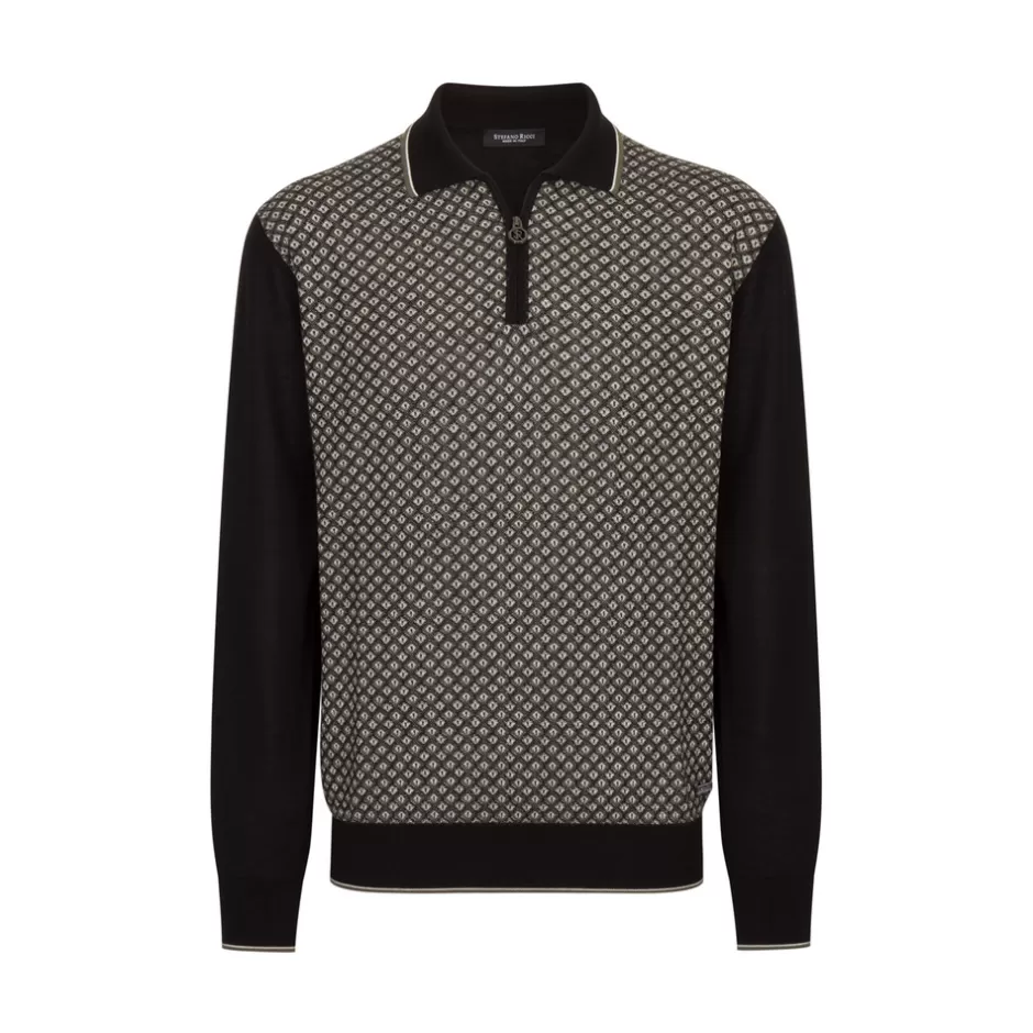 CASHMERE AND SILK BLEND ZIP POLO SHIRT | Stefano Ricci Shop