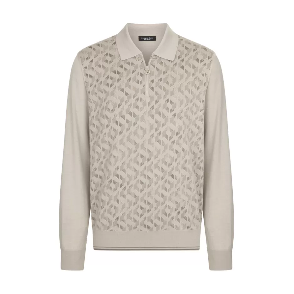 CASHMERE AND SILK BLEND ZIP POLO SHIRT | Stefano Ricci Clearance