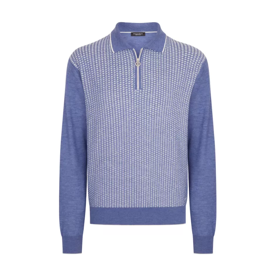 CASHMERE AND SILK BLEND ZIP POLO SHIRT | Stefano Ricci Discount