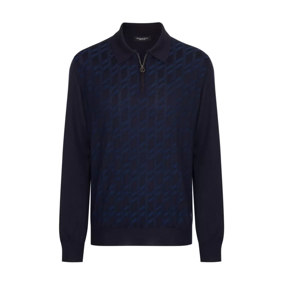 CASHMERE AND SILK BLEND ZIP POLO SHIRT | Stefano Ricci Online