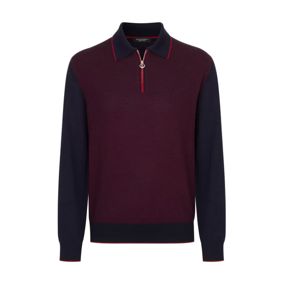 CASHMERE AND SILK BLEND ZIP POLO SHIRT | Stefano Ricci Cheap