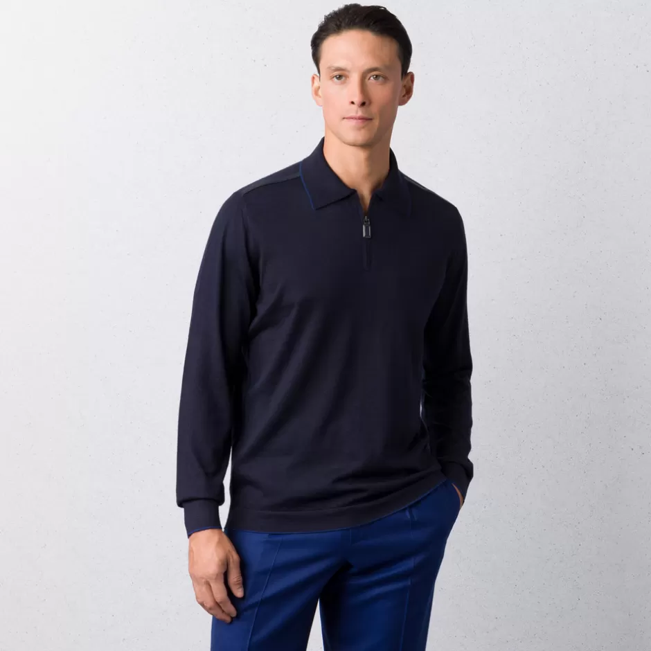 CASHMERE AND SILK BLEND ZIP POLO SHIRT | Stefano Ricci Fashion