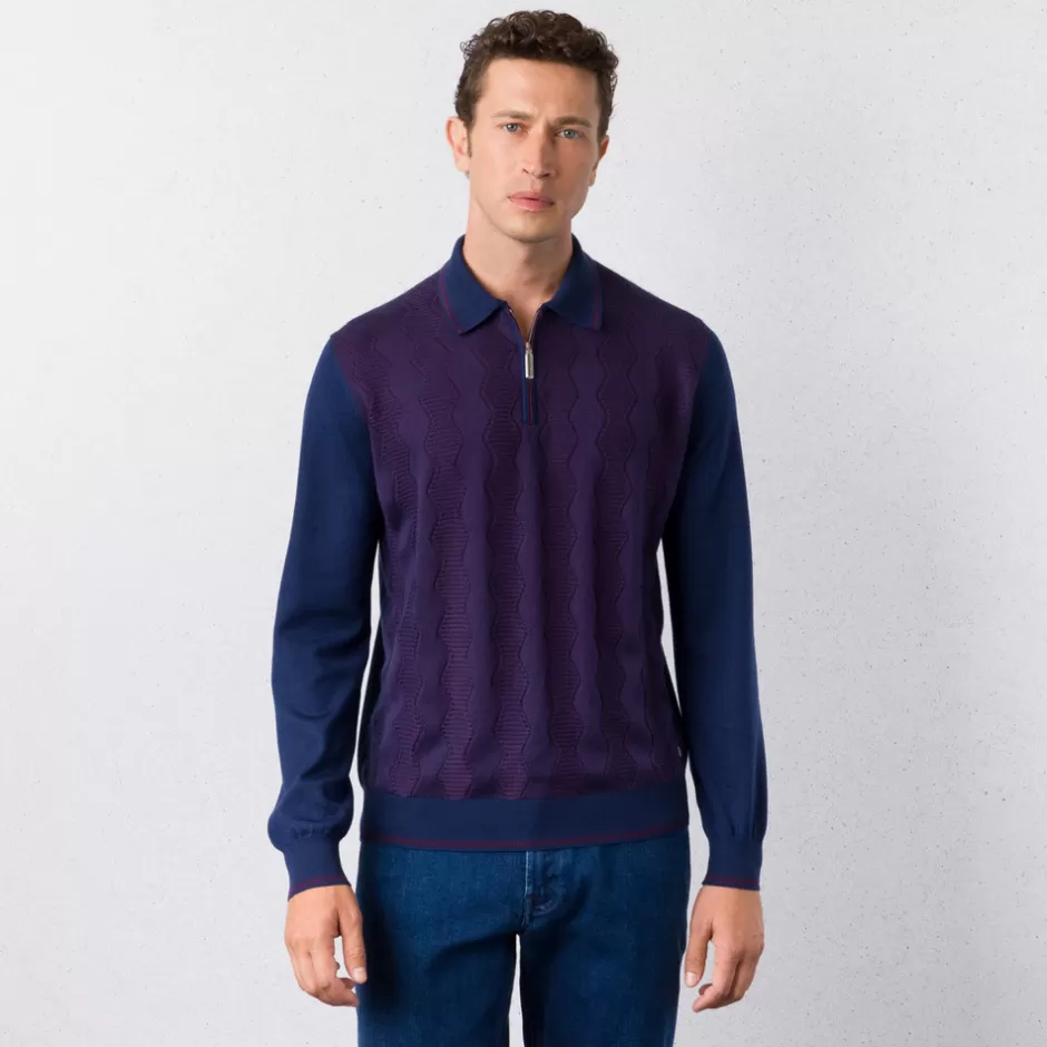 CASHMERE AND SILK BLEND ZIP POLO SHIRT | Stefano Ricci Discount