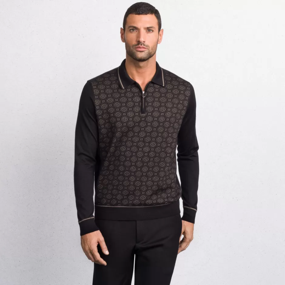 CASHMERE AND SILK BLEND ZIP POLO SHIRT | Stefano Ricci Hot
