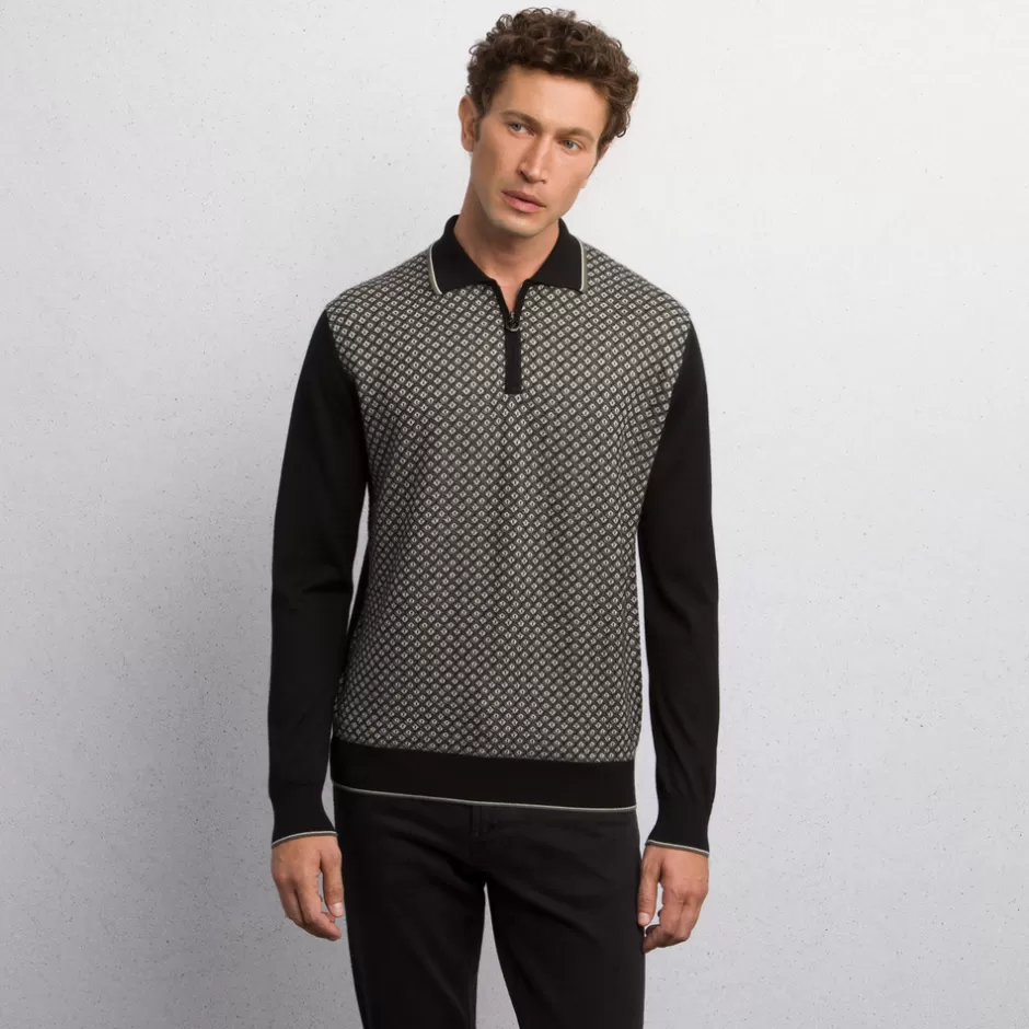 CASHMERE AND SILK BLEND ZIP POLO SHIRT | Stefano Ricci Shop