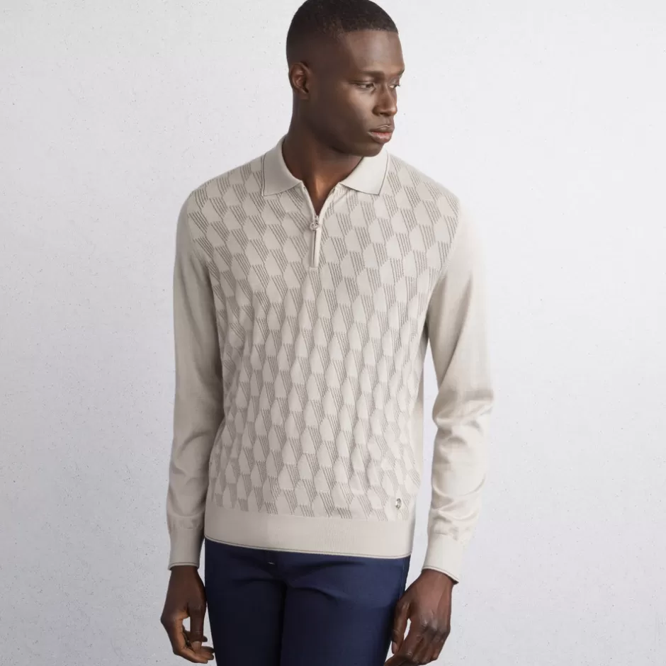 CASHMERE AND SILK BLEND ZIP POLO SHIRT | Stefano Ricci Cheap