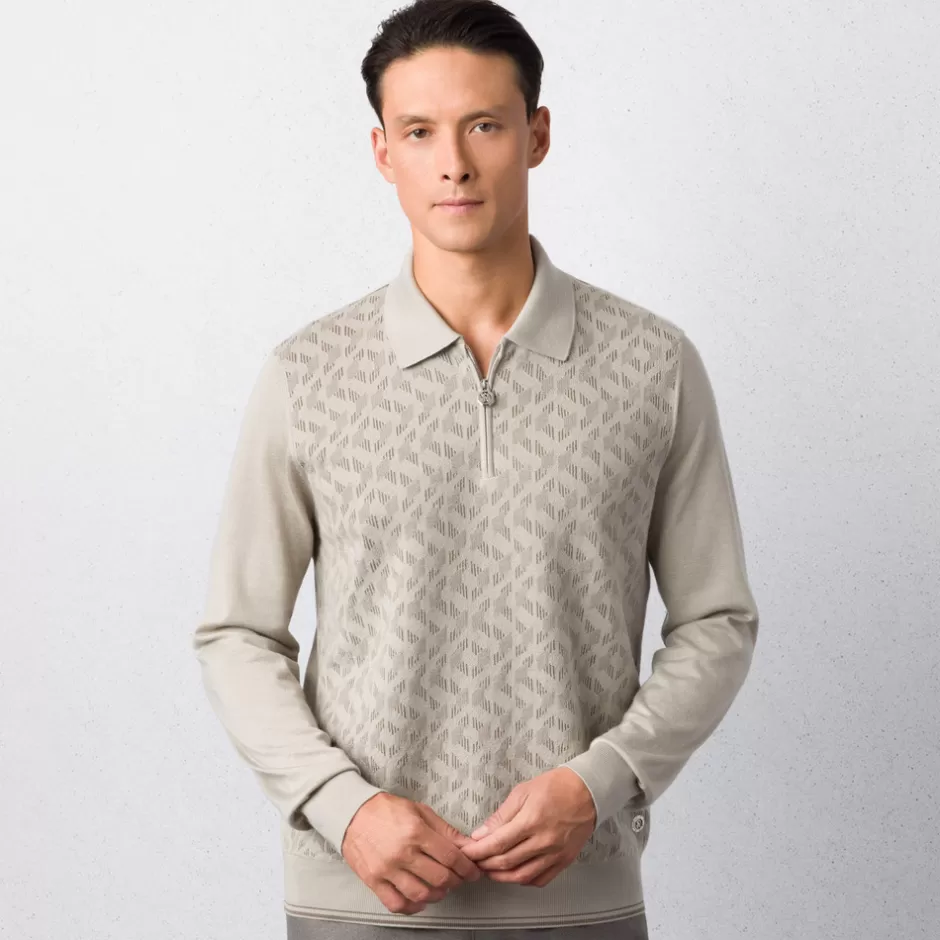 CASHMERE AND SILK BLEND ZIP POLO SHIRT | Stefano Ricci Clearance