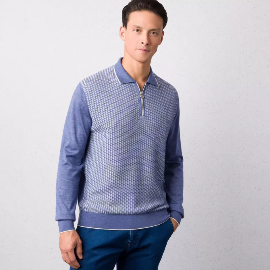 CASHMERE AND SILK BLEND ZIP POLO SHIRT | Stefano Ricci Discount