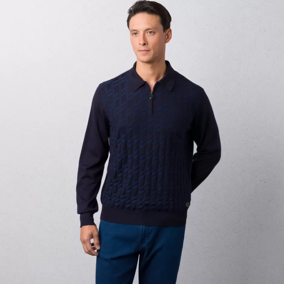 CASHMERE AND SILK BLEND ZIP POLO SHIRT | Stefano Ricci Online