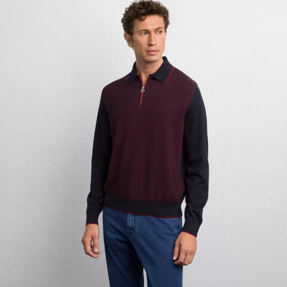 CASHMERE AND SILK BLEND ZIP POLO SHIRT | Stefano Ricci Cheap
