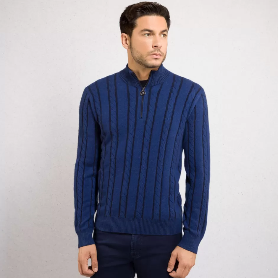 CASHMERE AND SILK ZIP MOCK NECK SWEATER | Stefano Ricci Cheap