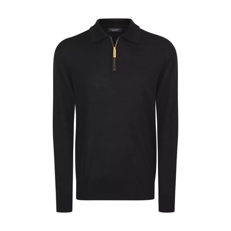 CASHMERE AND SILK ZIP POLO SHIRT | Stefano Ricci Fashion