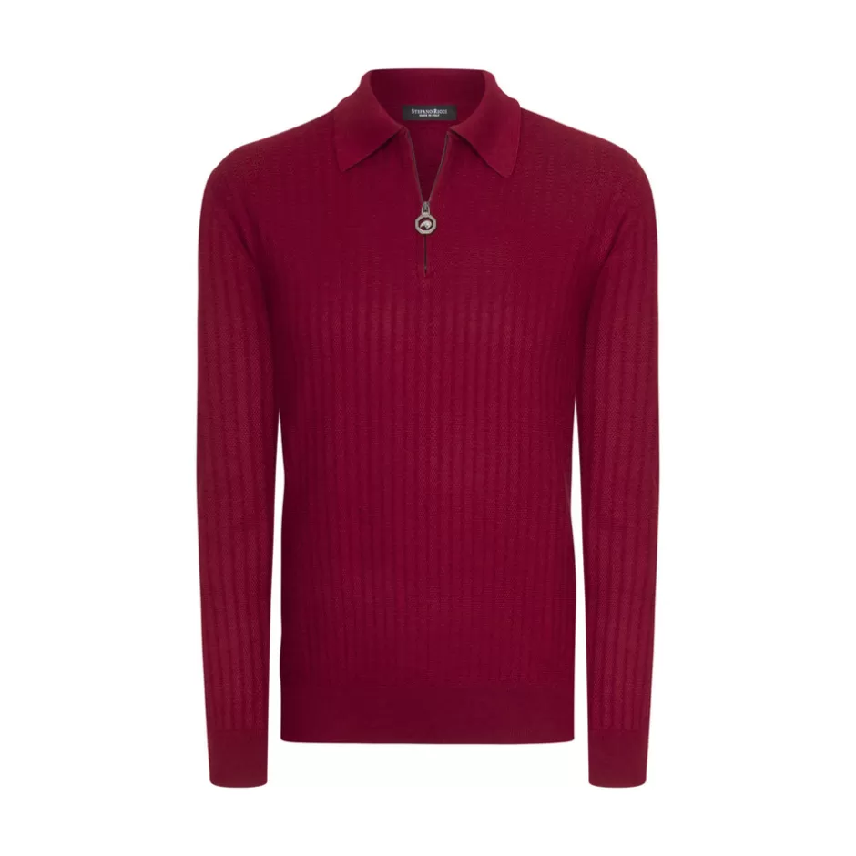 CASHMERE AND SILK ZIP POLO SHIRT | Stefano Ricci Discount