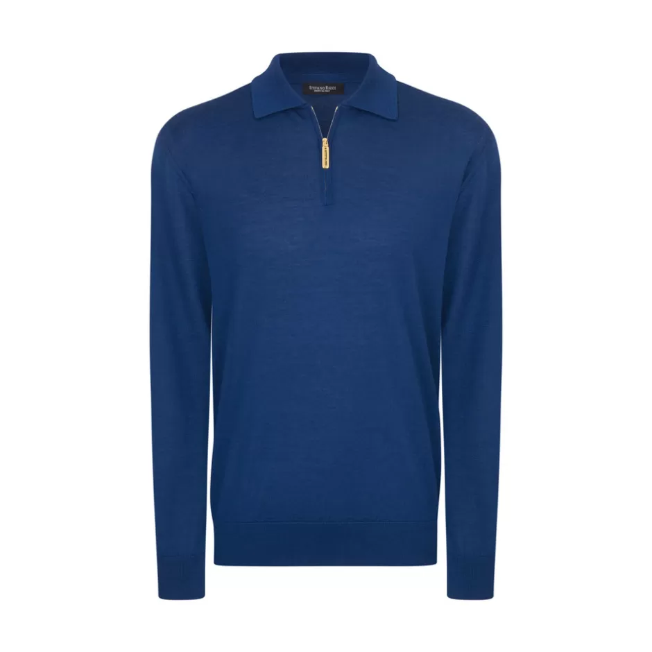 CASHMERE AND SILK ZIP POLO SHIRT | Stefano Ricci Store