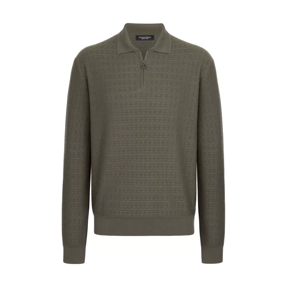 CASHMERE AND SILK ZIP POLO SHIRT | Stefano Ricci Best