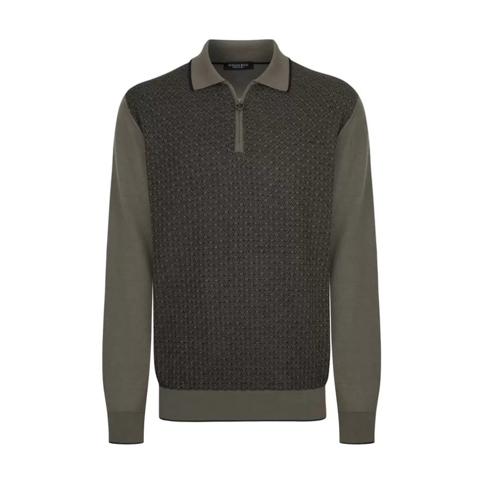 CASHMERE AND SILK ZIP POLO SHIRT | Stefano Ricci Clearance