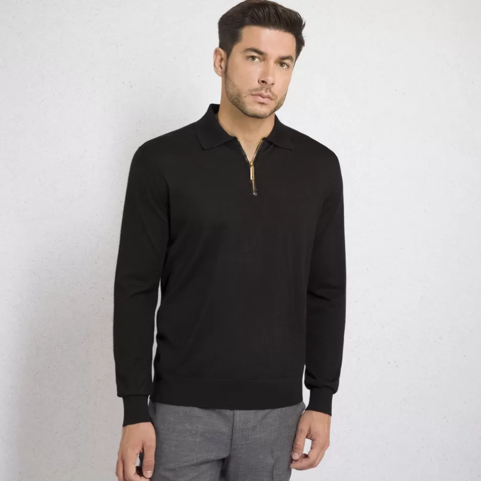CASHMERE AND SILK ZIP POLO SHIRT | Stefano Ricci Fashion