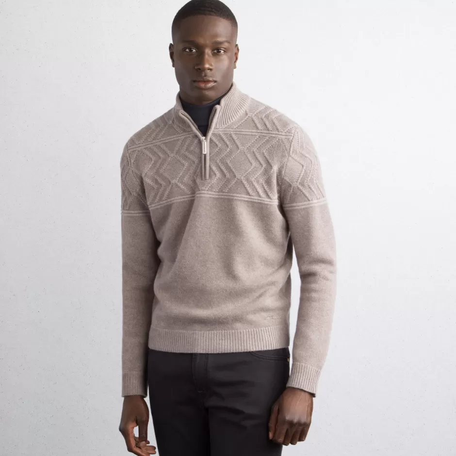 CASHMERE AND WOOL MOCK NECK SWEATER | Stefano Ricci Fashion