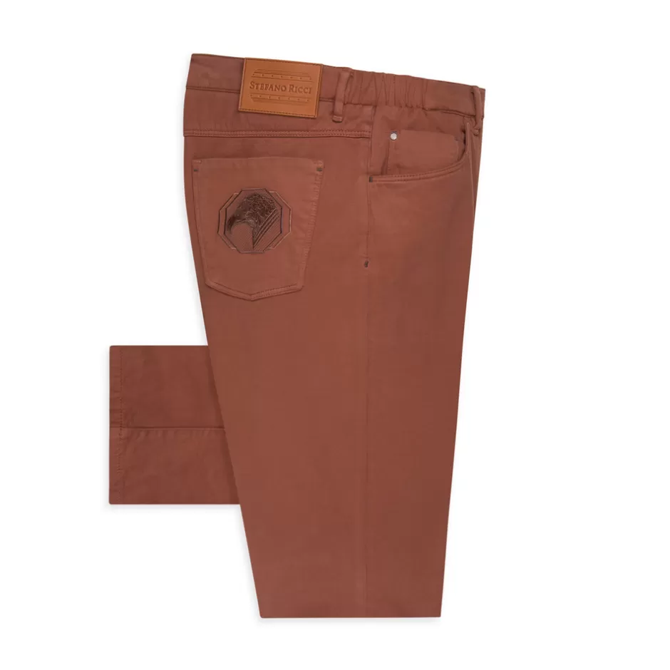 COTTON AND CASHMERE BLEND FIVE-POCKET CASUAL TROUSERS | Stefano Ricci Best Sale