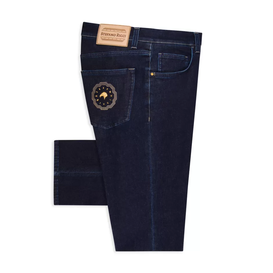COTTON AND CASHMERE BLEND TAPERED JEANS | Stefano Ricci Online
