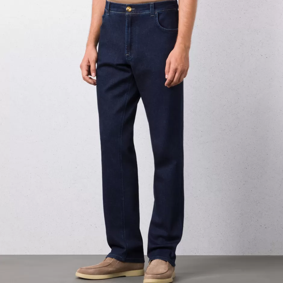 COTTON AND CASHMERE BLEND TAPERED JEANS | Stefano Ricci Online