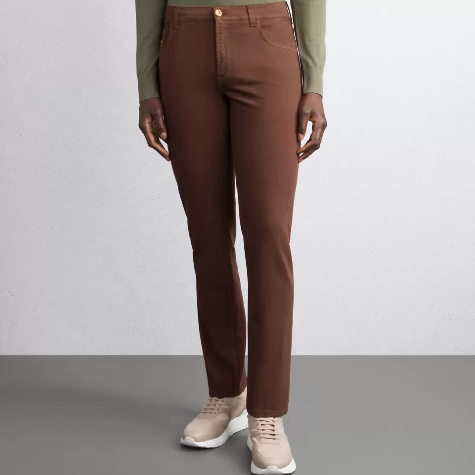 COTTON AND CASHMERE TAPERED FIVE-POCKET TROUSERS | Stefano Ricci Fashion