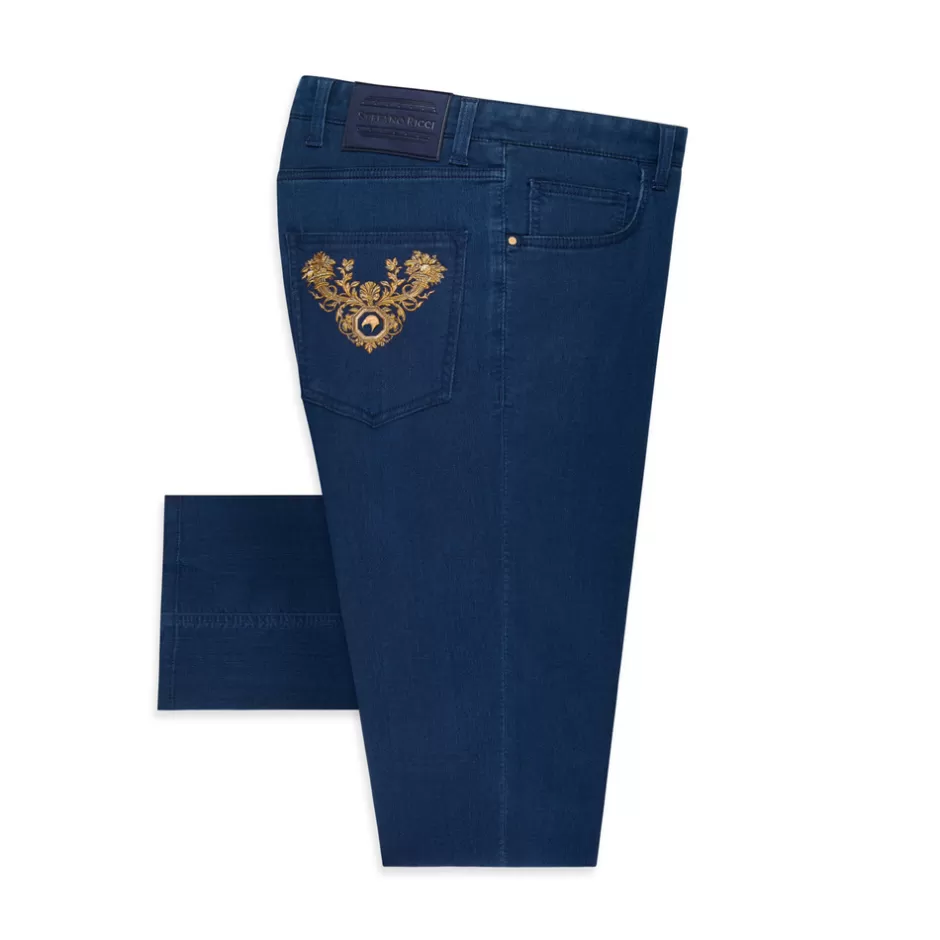 COTTON AND WOOL BLEND TAPERED JEANS | Stefano Ricci Sale