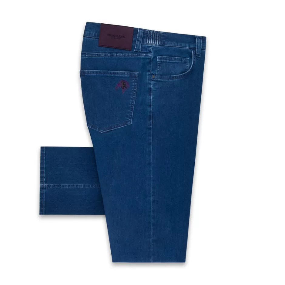COTTON BLEND TAPERED JEANS | Stefano Ricci Online