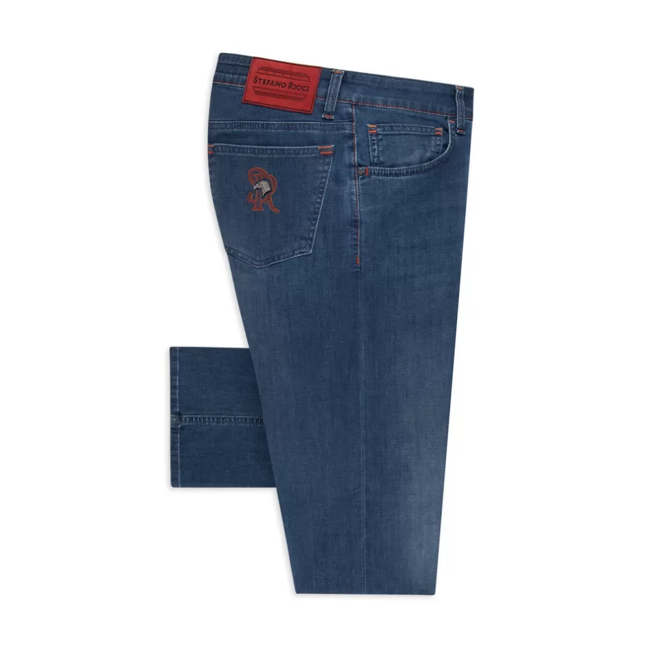 COTTON BLEND TAPERED JEANS | Stefano Ricci New