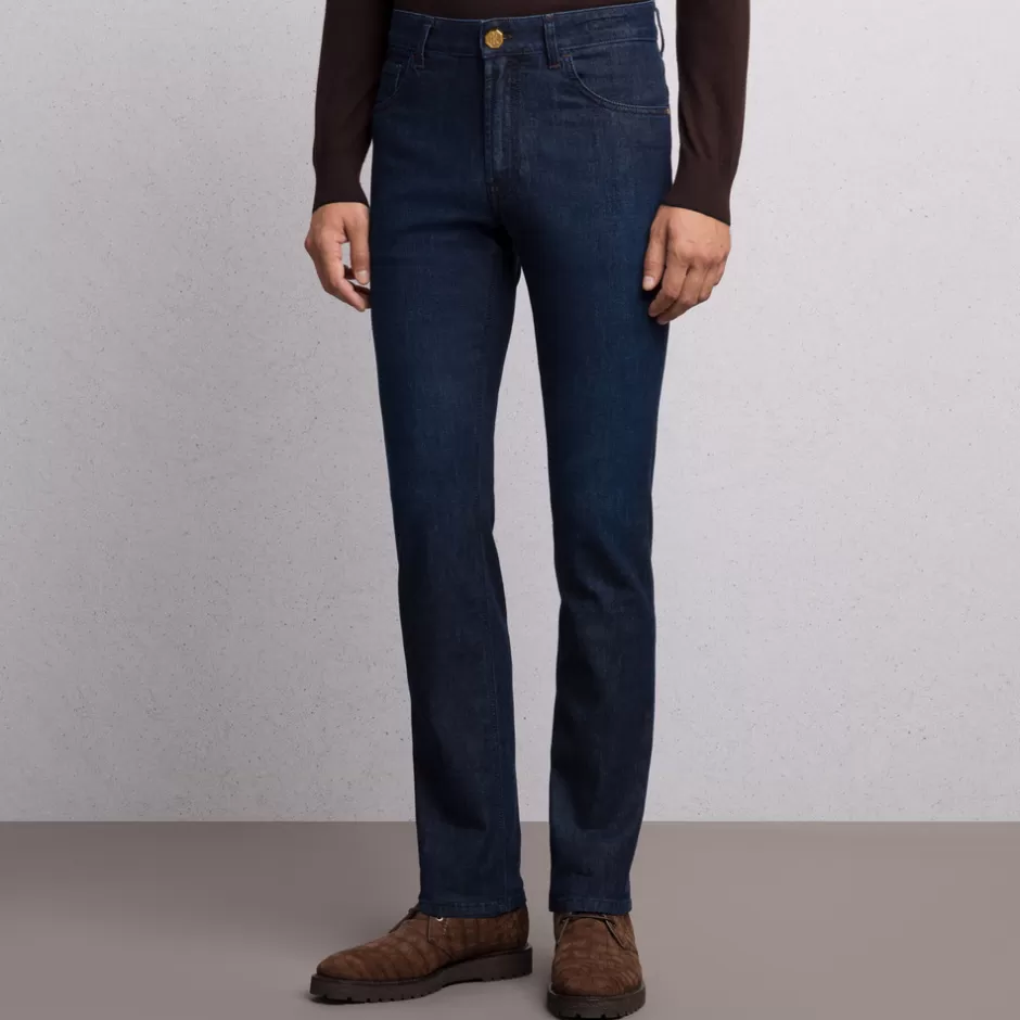 COTTON BLEND TAPERED JEANS | Stefano Ricci Online