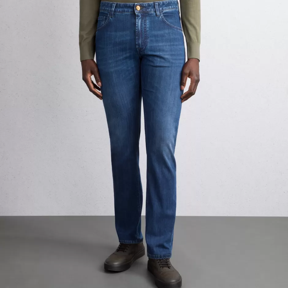 COTTON BLEND TAPERED JEANS | Stefano Ricci Sale