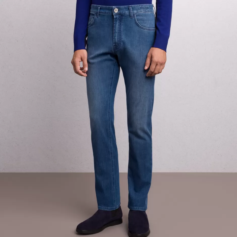COTTON BLEND TAPERED JEANS | Stefano Ricci Shop