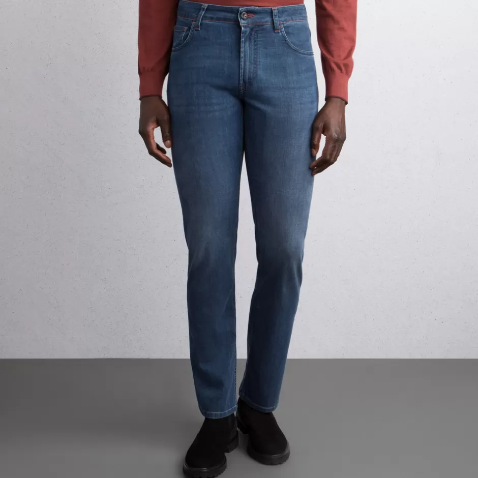 COTTON BLEND TAPERED JEANS | Stefano Ricci New