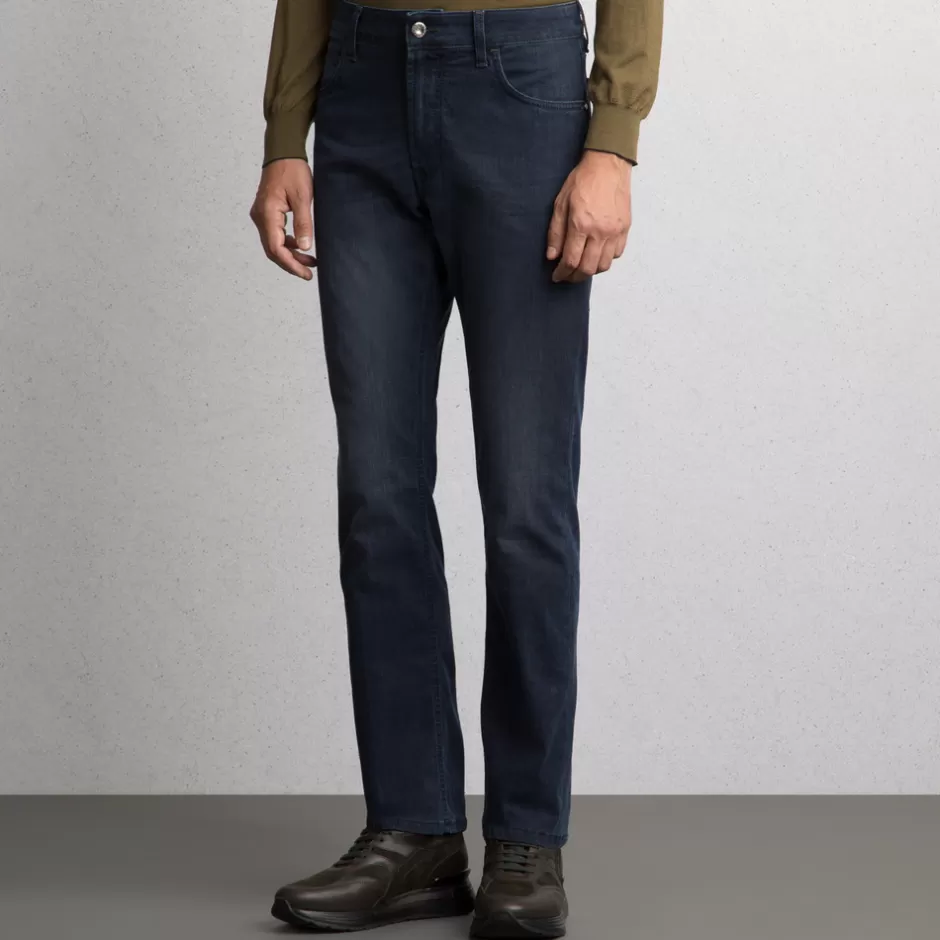 COTTON BLEND TAPERED JEANS | Stefano Ricci Online