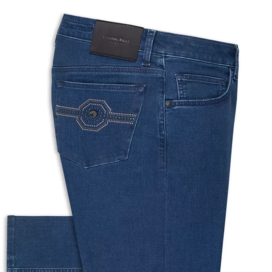 COTTON BLEND TAPERED JEANS | Stefano Ricci New