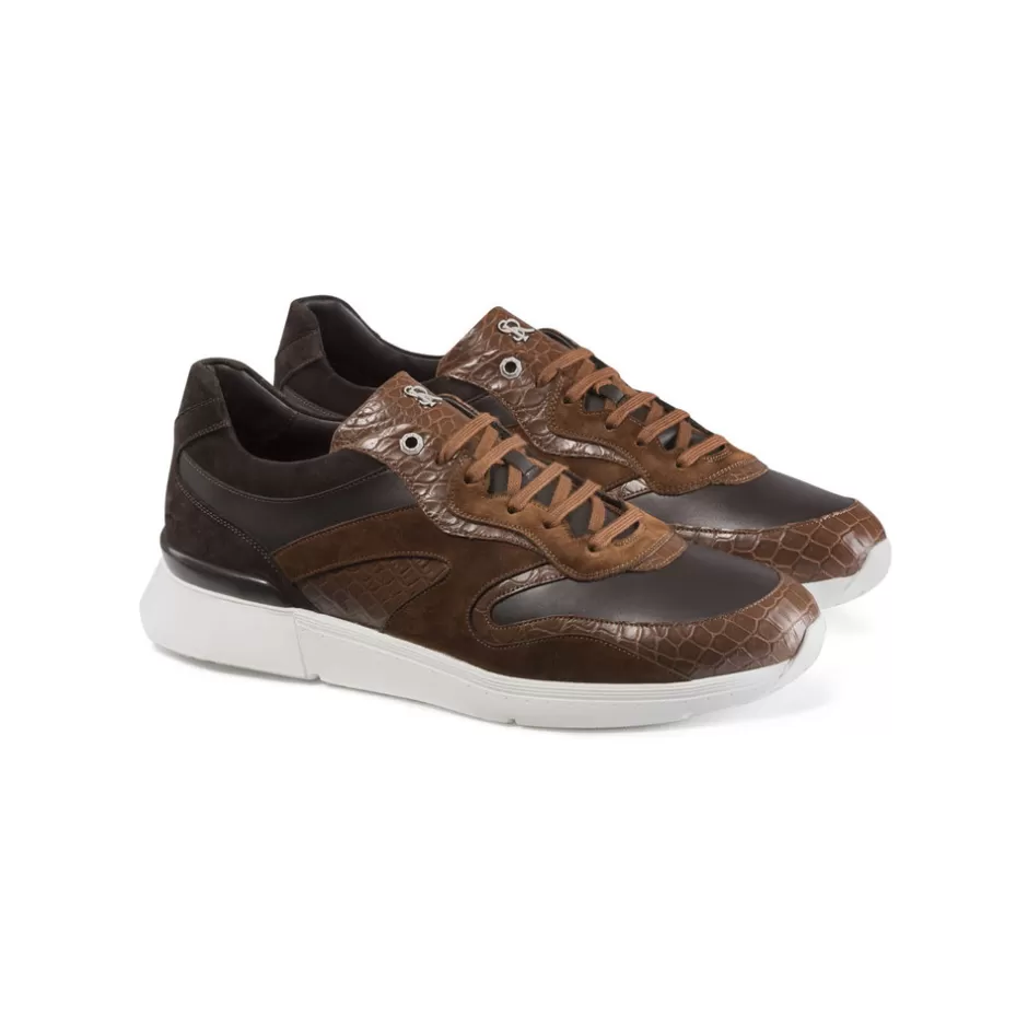 CROCODILE, SUEDE AND CALFSKIN LEATHER SNEAKERS | Stefano Ricci Best