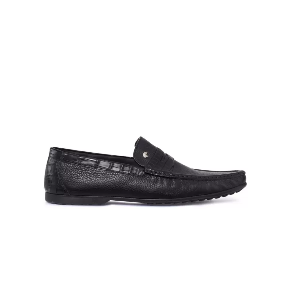 DEERSKIN AND CROCODILE LEATHER PENNY LOAFERS | Stefano Ricci New